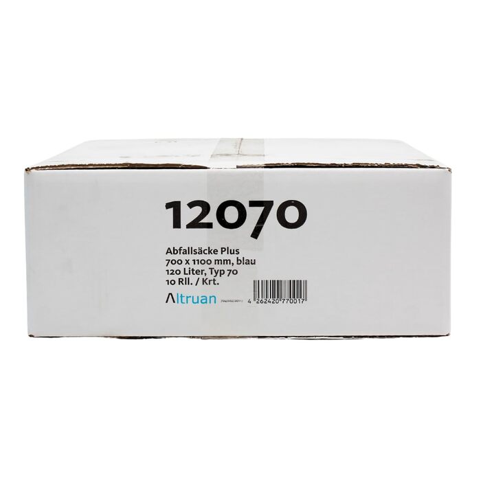 Літровий сміттєвий пакет тип 70, 12070 Premium, 250 сміттєвих пакетів, 10 рулонів, синій, 120-