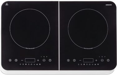 Подвійна індукційна конфорка MEDION, 3500 Вт, дві конфорки, 10 рівнів температури, LED-дисплей, MD18493, чорний подвійний Сенсорна верхня частина управління