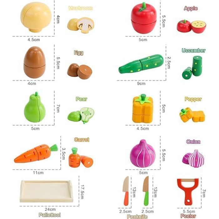 Дитячі кухонні аксесуари дерев'яні кухонні іграшки для дітей, дитячі кухонні ігрові кухонні аксесуари з дерева, різання фруктів овочів їжа дерев'яна магнітна іграшка, подарунок для хлопчиків і дівчаток