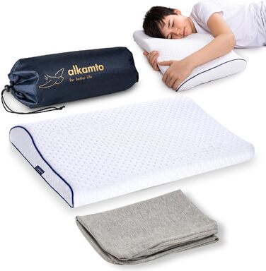 Ергономічна дитяча подушка 66x33 Oeko-Tex Memory Foam Flat дитяча подушка для дітей та малюків від 2 років (60 x 30 x 6/4 см)