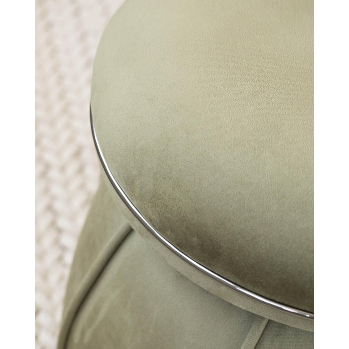 Пуф/оттоманка з м&39якого зеленого оксамиту, конусоподібної/грибоподібної форми, для вітальні, спальні, дитячої кімнати, оздоблення з графітової штучної шкіри, висота приблизно 55 см, колір зелений оксамит