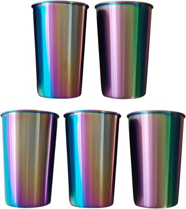 Набір кухлів з нержавіючої сталі Irishom з 5 різнокольорових металевих кухлів по 500 мл для подорожей на відкритому повітрі для ке