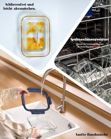 Скляні контейнери з кришками, набір з 12 шт. , високий вміст боросилікату, придатні для використання в мікрохвильовій печі, придатні для використання в духовці - 20510, з клапаном, можна мити в посудомийній машині ідеально підходить для контейнерів для зб