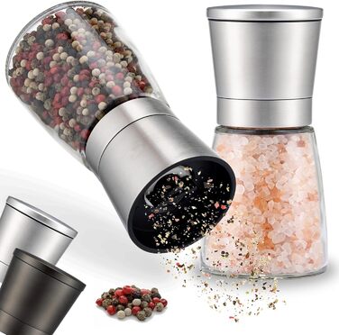 Набір млинів для спецій ZOLMER з 2 шт. з регульованим керамічним подрібнювачем - Noble salt mill & pepper mill виготовлений з високоякісної нержавіючої сталі - Також доступний як млин для чилі без вмісту спецій
