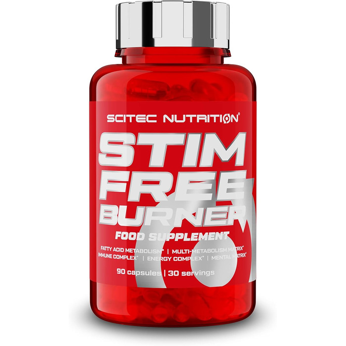 Капсули жироспалювач Scitec Nutrition Stim Free Burner з L-карнітином, CLA, HCA, холіном, амінокислотами, з додаванням вітамінів та мінералів, 90 капсул