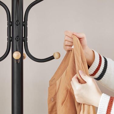 Металева вішалка для одягу SONGMICS, міцна вішалка для одягу, шафа, для одягу, сумок та капелюхів, висота 182 см, з 12 гачками, чорна RCR19B 49 x 49 x 182В см Чорний