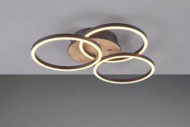 Стеля LED-світильник Reality Circle R62823135, матовий чорний метал та імітація дерева, 27 Вт, з пультом, димером, зміною кольорів та нічним світлом