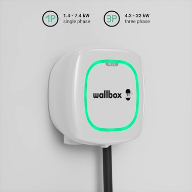 Зарядний пристрій Wallbox Pulsar Plus для електромобілів. З регульованою потужністю до 22 кВт. Зарядний кабель типу 2, підключення