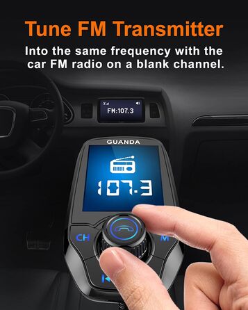 Передавач Bluetooth для автомобіля з 1,8-дюймовим кольоровим екраном Bluetooth Гучний зв'язок Bluetooth Автомобільний радіоадаптер 4 в 1 MP3-плеєр AUX 2 USB-порти SD/TF карта (QC3.0PD чорний)