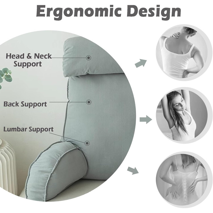 Велика подушка для читання для дивана, крісла, ліжка, підлокітника, м&39якої подушки, подушки для підтримки попереку, спинки, подушки для відпочинку, подушки для талії, подушки для підтримки спини та читання, 75 x 40 x 55 см, сірий 2 75*40*55 см сірий