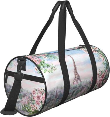 Спортивна сумка, дорожня сумка, стильний принт Ейфелевої вежі, Париж, сумка для подорожей на вихідні, чорна, універсальний розмір