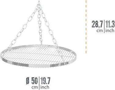 Підвісна решітка Petromax зі сталевим ланцюгом - Міцна чавунна решітка-гриль для вулиці, кемпінгу та наметів - Ідеально підходить для штатива та багаття Підвісна решітка зі сталевим ланцюгом