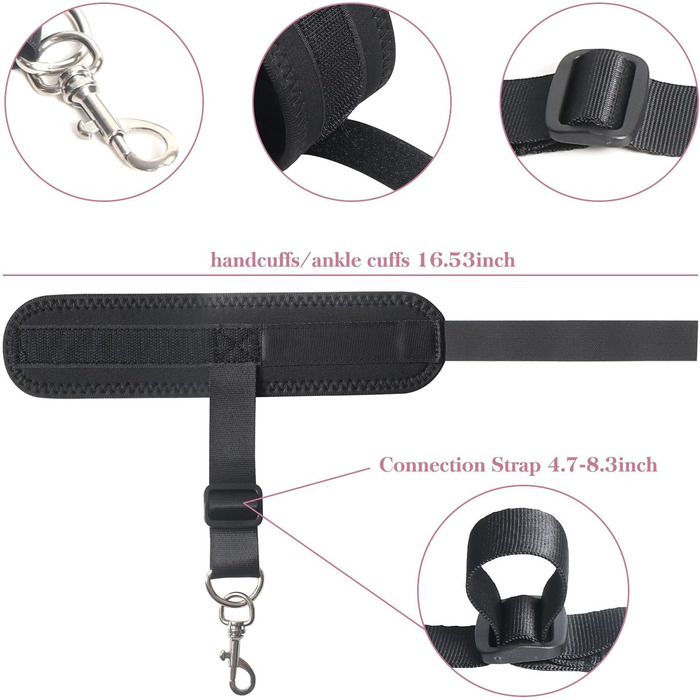 Набір для звязування БДСМ Обмежувачі для ліжка Секс-іграшка для пар I Надзвичайно стабільний набір для звязування з обмеженнями для ліжка, наручниками, завязаними очима, ременями для ліжка, регульованою довжиною, швидким встановленням за 1 хвилину