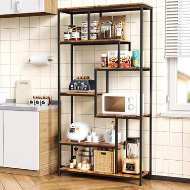 Ярусна зміщена книжкова полиця Bealife. Відкрита окремостояча полиця для вітальні, промисловий дизайн, 98 x 30 x 180 см, офіс, кабінет, ретро, 5-