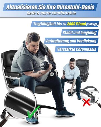 Основа офісного крісла Sytopia, 70 см, міцна металева поворотна основа, вантажопідйомність до 200 кг, універсальна для роликів 11 мм x 22 мм та газової пружини 50 мм, міцна, матово-чорна