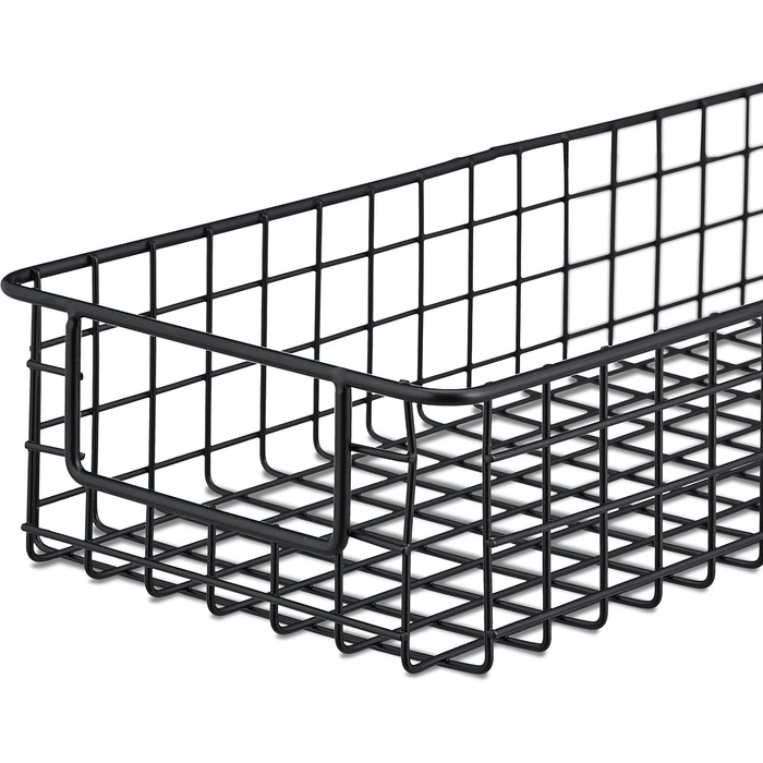 Набір із 3 дротяних кошиків Relaxdays, настінний кошик для зберігання, ВxШxГ 7,5 x 41 x 16 см, металевий кошик, ручки, універсальний кошик, чорний