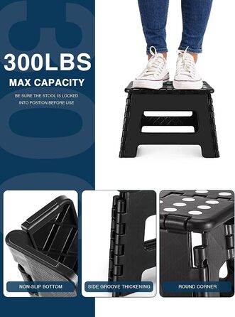 Складаний табурет для дітей - сходинка для дітей складаний пластиковий складаний стілець стілець табурет сходинка для дітей (чорни