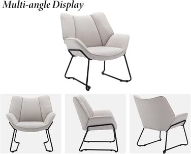 Сучасне м&39яке крісло/крісло-шезлонг/крісло для читання/крісло-підлокітник з металевими ніжками для спальні/вітальні, лляне, бежевий