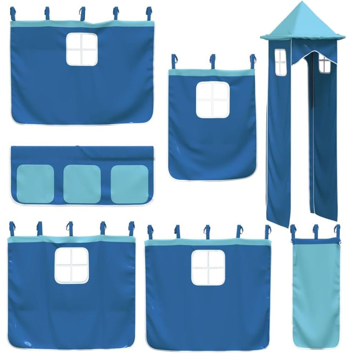 Дитяче ліжко-горище з вежею синє 90x200 см з масиву сосни