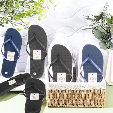 Пари унісекс шльопанців/роздільників пальців ніг Malloom для весільних гостей, капці для ванни з картками розмірів та мішечками на шнурках, спа-капочки-шльопанці для готелю та пляжу, 24