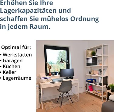 Підключаємий офісний стелаж SCHULTE Shelf World з 6 полицями PowerMAX, вантажопідйомність 65 кг, 200x100x30 см (ВxШxГ), білий, стелаж для зберігання, стелаж для майстерні, стелаж для підвалу, стелаж для гаража, металевий стелаж