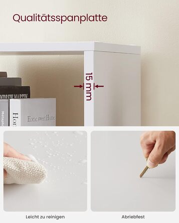 Відкрита книжкова полиця з 10 відділеннями, багаторівнева полиця, система зберігання для декору, фотографій, рослин, вітальня, спальня, кабінет, 29 x 129,5 x 129,5 см, хмарно-білий LBC10WTV1