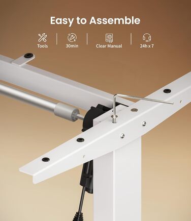 Електричний стіл MAIDeSITe з потужним двигуном, регульованою по висоті рамою столу з двосекційними ніжками та 4 налаштуваннями пам&39яті - T1 Pro (білий)