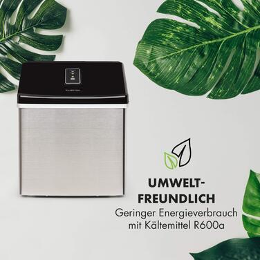 Машина для приготування кубиків льоду Klarstein мала, льодогенератор 2.5 л, для середніх, прозорих кубиків льоду, швидкий міні, з сигналізацією безпеки, 13 кг/24 год Сірий / Чорний