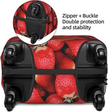 Чохол для валізи Полуничний сад з еластичної тканини, захисний від подряпин та пилу, чорний, розмір 95