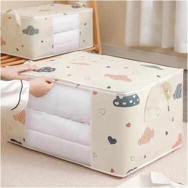 Органайзер для одягу з 3 предметів, сумка для зберігання ковдр та одягу, водонепроникний, органайзер для гардеробу, складаний, велика місткість, для ковдр (2 шт. синього кольору)