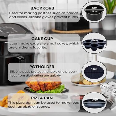 Аксесуари для фритюрниці TOIMALDO XL - набір аксесуарів для фритюрниці з 15 предметів підходить для фритюрниці Philips 6.2 л COSORI 4.7 л Ninja 5.2 л тощо (20 см) 8 дюймів