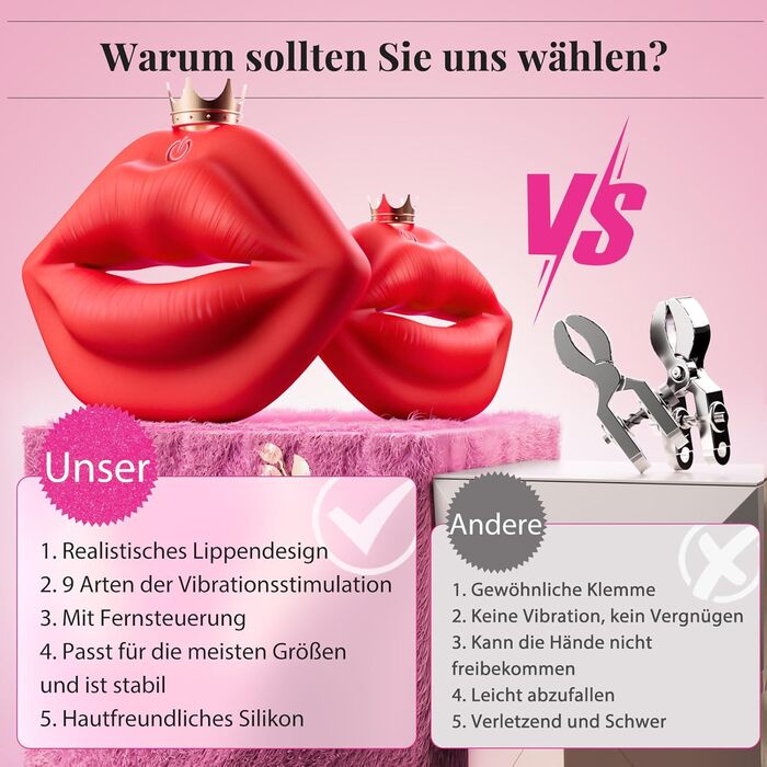 Вібруючі затискачі для сосків Gobeken, 9 режимів, з дистанційним керуванням, червоні