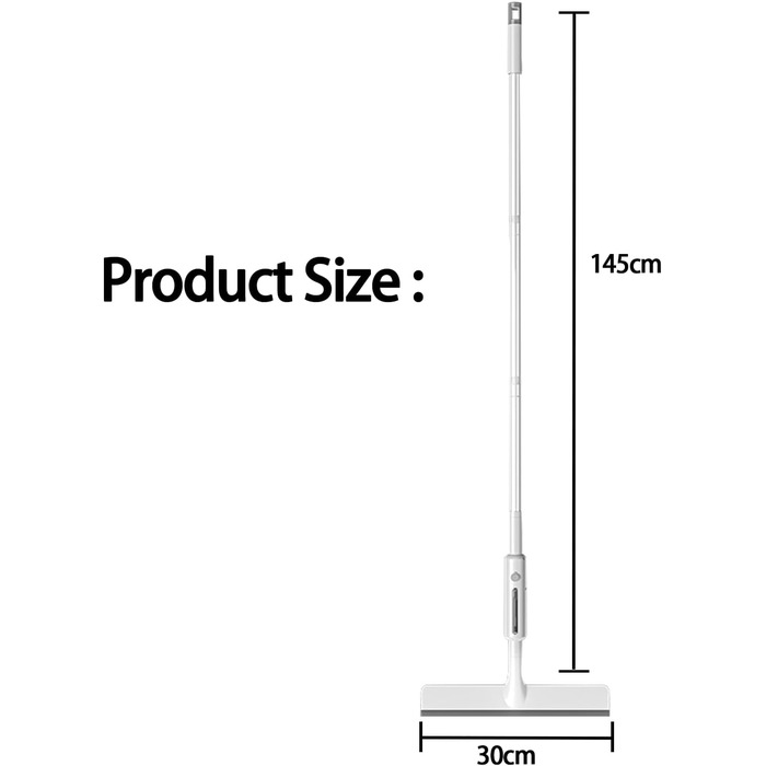 Віконний ракель, спрей для миття вікон з телескопічною ручкою Засіб для миття вікон з телескопічною штангою 30 см Підходить для миття вікон Телескопічна ручка 145 см Віконний ракель професійний з 3 накладками для миття 145x30 см