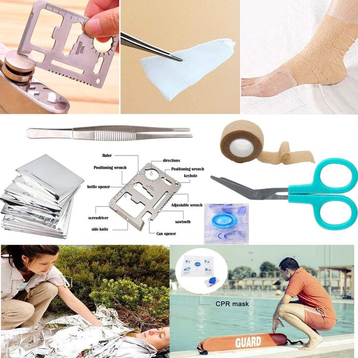 Аптечка першої допомоги, 200-штучний медичний компактний комплект для виживання з легкою жорсткою коробкою для автомобіля мотоцикл