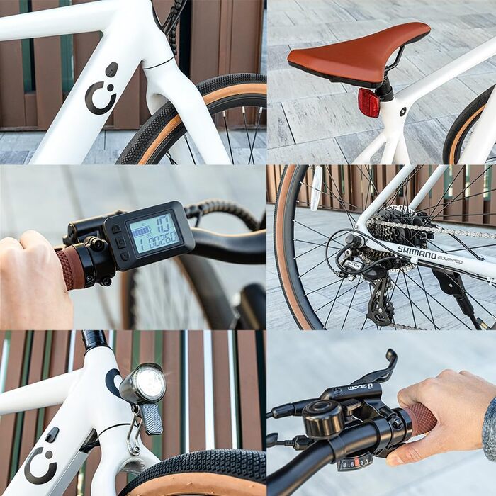 Електричний міський велосипед Cecotec City Sprint, 250 Вт, 28-дюймові колеса, запас ходу 70 км, акумулятор 360 Втгод, 8-швидкісна коробка передач Shimano Altus та подвійні гідравлічні дискові гальма