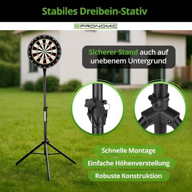 Стійка для мішні для дартсу Pronomic DA-45S - Тримач для мішні - Сталева стійка для дартсу - Безступінчасте регулювання висоти, чорний колір