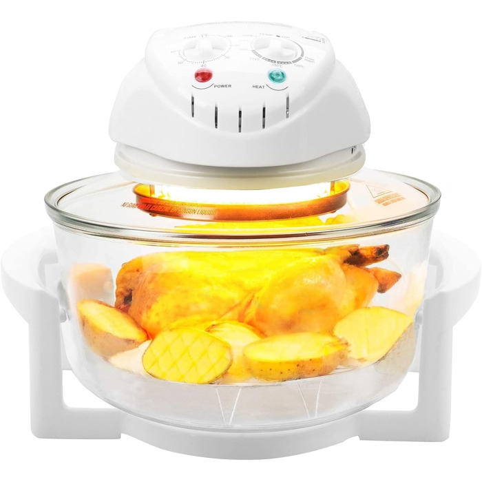 Тринтіонна галогенова піч Конвекційна піч маленька 17 літрів Галогенова конвекційна піч з конвекційним грилем з подовжувальним кільцем Галогенова піч 1400 Вт для овочів, м'яса