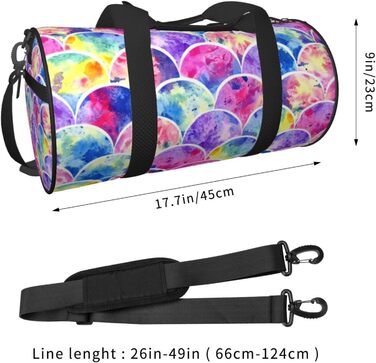Спортивна сумка-мішок для подорожей, барвистий дизайн Райдуга та принт Русалка, чорний колір, універсальний розмір, дорожня сумка