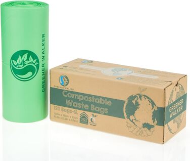 Біорозкладні компостовані пакети для сміття Greener Walker Extra Thick 25 6 л/10 л/30 л (10 л - 120 пакетів для сміття)