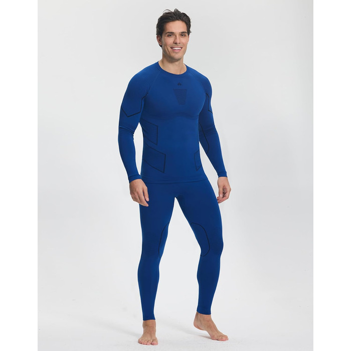 Чоловічий комплект термобілизни Pioneer Camp - дихаючий та теплий матеріал, безшовний, ідеально підходить, функціональна білизна, лижна білизна - підходить для різних видів спорту та дозвілля, темно-синій L
