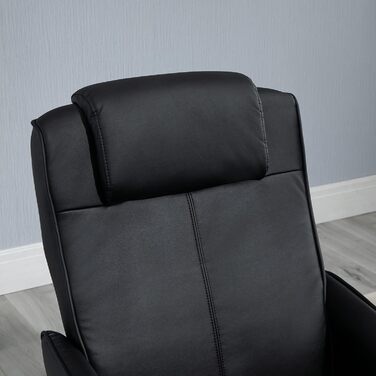 Крісло для телевізора HOMCOM з пуфом для ніг, поворотне на 360 з функцією відкидання, крісло для телевізора, крісло для читання для вітальні, спальні, штучна шкіра, чорний колір
