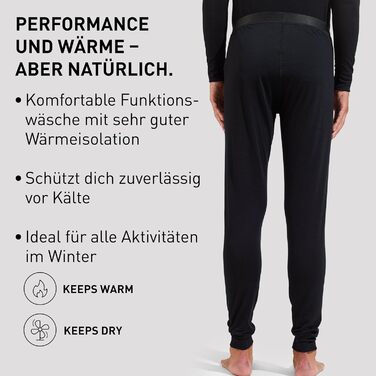 Чоловічі термоштани Odlo з мериносової вовни 200 Чоловіча білизна з мериносової вовни Тепла термобілизна Чорний XL