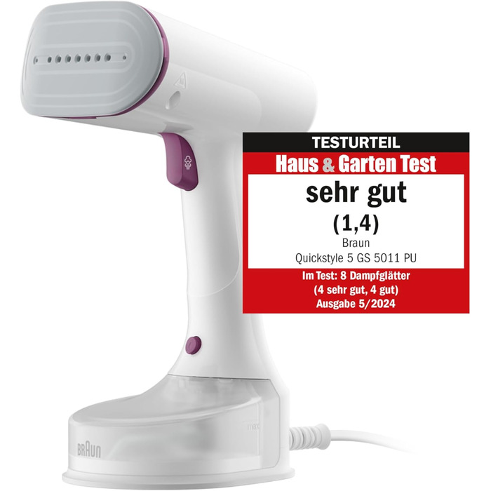 Паровий випрямляч Braun QuickStyle 5 GS5011PU, технологія Dual FreeGlide 3D, технологія FastSteam, відпарювач, пара 22 г / хв, рез