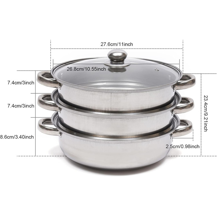 Набір пароварок з нержавіючої сталі 3-рівнева пароварка пароварка під тиском пароварка пароварка кришка