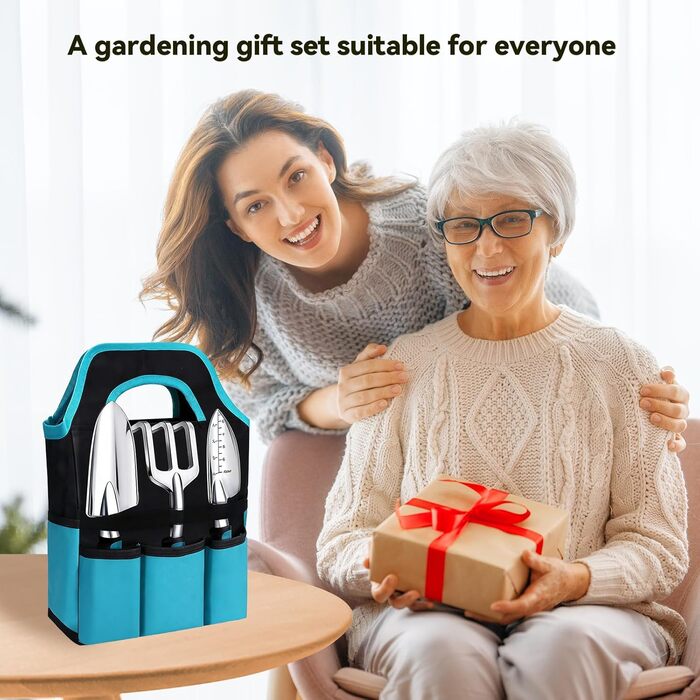 Набір садових інструментів Auvstar, 7 предметів лопатка, граблі, секатор та інше для догляду за садом. З міцним чохлом для зберігання та килимком для пересадки рослин. Ідеальний подарунок для садівників та садівниць