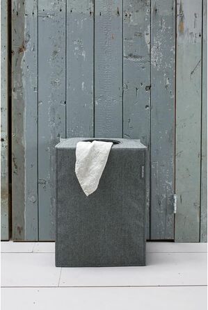 Мішок для білизни - Швидке відкриття - Міцний текстильний мішок - Економія місця - Кришка складається, утворюючи ручки - Легке спорожнення - Pepper Black - 55 L - 29,5 x 54,0 x 50,5 см