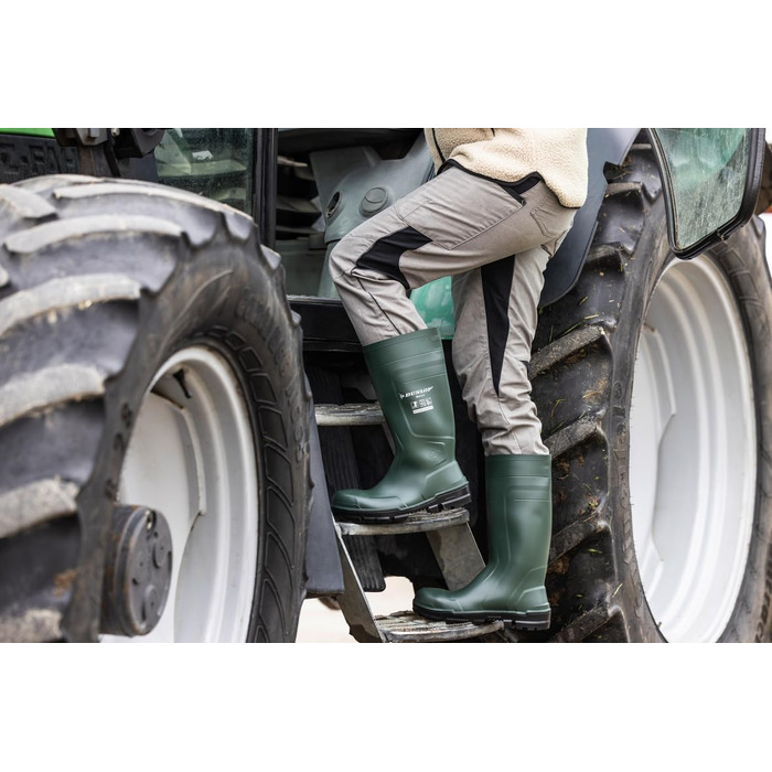 Робочі черевики DUNLOP Work-It S5 з ПВХ для чоловіків та жінок Водонепроникні захисні черевики зі сталевим носком Будівельні черевики Хімічні та стійкі до ковзання Жовті Розміри від 35 до 50 (EU 40) Зелені