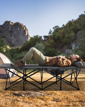 Розкладне ліжечко/гостьове ліжко Sportneer, до 204 кг, 20079 см, туристичне ліжко, розкладне ліжечко для кемпінгу, подорожей, використання в приміщенні, на вулиці, на пляжі та в саду, більший розмір 200 x 79 x 50 см, сірий