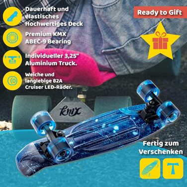 Дошка Arrow Board - скейтборд 22, 27, 31 дюймів, скейтборди серії KMX, підходять для початківців, дітей та підлітків, ідеально підходять для круїзу та базових трюків, подарунковий набір 22 Galaxy у класичному стилі