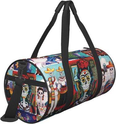 Сумка-мішок День Мертвих, спортивна сумка для фітнесу та подорожей, велика дорожня сумка для покупок, сумка на нічліг та на вихідні для жінок та чоловіків